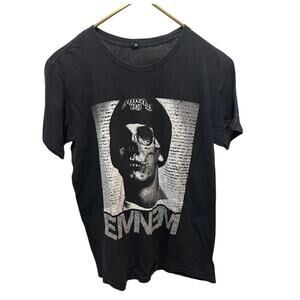 Eminem Graphic T-Shirt Men’s Small Black Rap Hip Hop Tee Skull Graphic Slim Fit